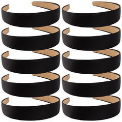 Diadema satinada negra Wecoe de 1,3 pulg. con empaque de 10 para uso diario.