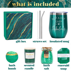 WECURATED emerald gift basket spa set showing spa treats for indulgent relaxation