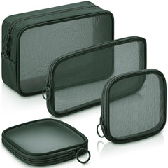 Weewooday bolsas malla transparente 4 piezas para organizar cosméticos de viaje de forma fácil.