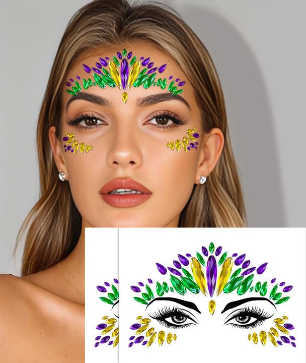 Wehhbtye joyas para ojos Mardi Gras con brillo, realzan el look festivo.