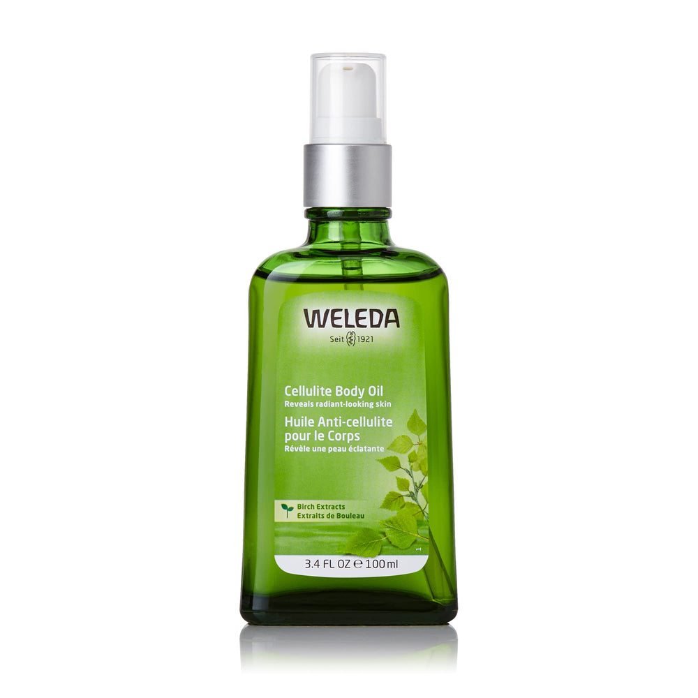 Weleda abedul aceite corporal, botella visible para una aplicación suave diaria, piel suave.