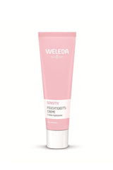 Weleda crème visage sensible en tube sans parfum, hydratation douce.