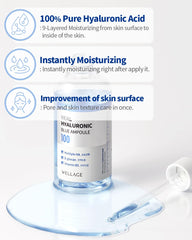 Wellage Real Hyaluronic Blue Ampoule dropper enabling precise moisturizing application