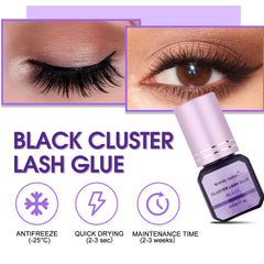 Wendy Lashes adhesivo cluster negro, alta durabilidad para uso diario.