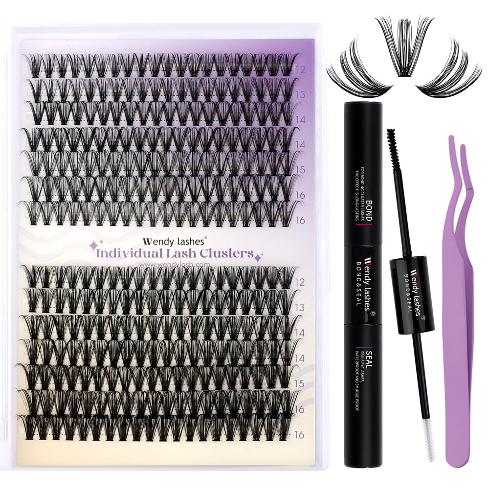 Kit Wendy Lashes: ensemble d’extensions cluster pour application maison, résultat professionnel potentiel.