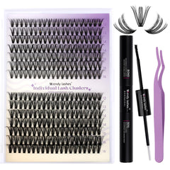 Kit Wendy Lashes: ensemble d’extensions cluster pour application maison, résultat professionnel potentiel.