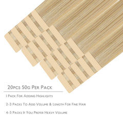 Paquete de 20 piezas de extensiones WENNALIFE con cinta para look completo.