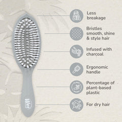 Wet Brush Go Green Charcoal detalle de cerdas distribuyendo aceites naturales.