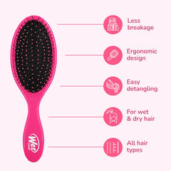 Wet Brush Cepillo Desenredante Original en cabello mojado para desenredar sin tirones.