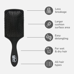 Wet Brush Paddle Detangler AquaVent drena rápido tras el lavado.