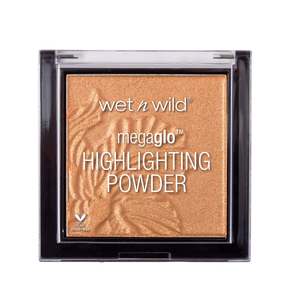 Iluminador wet n wild MegaGlo dorado profundo realza pómulos con brillo intenso