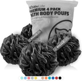 WhaleLife esponja de baño lufa negro con malla densa para espuma abundante