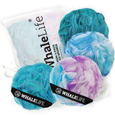 WhaleLife esponja-lufa para baño, azul, 4-pack, exfolia suavemente.