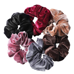 Banda elástica de terciopelo Whaline grande color marrón oscuro para peinados firmes y suaves