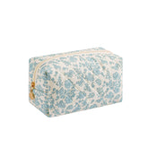 WHHJM bolso de maquillaje floral azul, diseño acolchado ideal para cosméticos en viaje