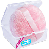 Puf Whisrvival de 4 pulgadas para polvo corporal con estuche rosa.