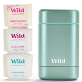 Desodorante Wild Aqua Case: botella recargable sin aluminio para uso diario.