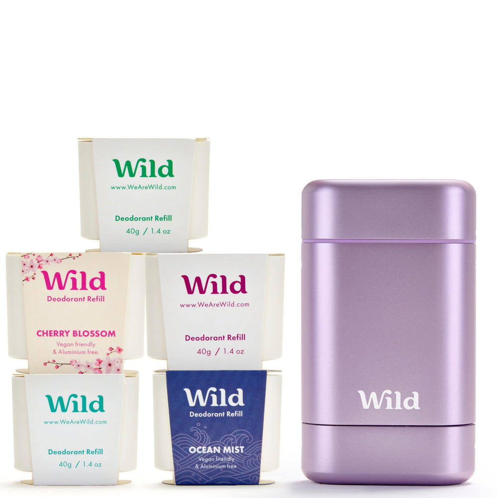 Wild Kit Full Monty: estuche morado con recambios para protección duradera sin aluminio