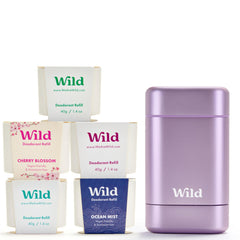 Wild Kit Full Monty: estuche morado con recambios para protección duradera sin aluminio