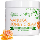 Wild Naturals Crema de Manuka en bote, hidratación profunda para piel seca.