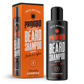 Wild Willies beard shampoo bottle with biotin and caffeine for nourished beard