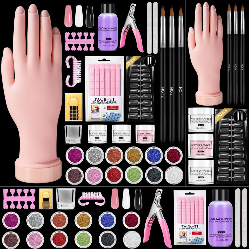 Wilfniee mano práctica para uñas acrílicas, ideal para practicar extensiones de forma segura.
