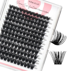 Pestañas Winkgiggle, clusters de volumen con curvatura D para 10-16 mm, acabado natural.