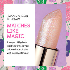 Textura suave del Unicorn Glimmer Balm para labios, deslizamiento cómodo.