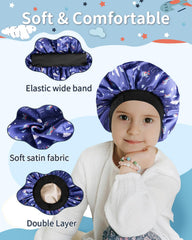 Gorro WINSTECK bonete seda doble capa con cohete azul, patrón divertido para niñas y niños.