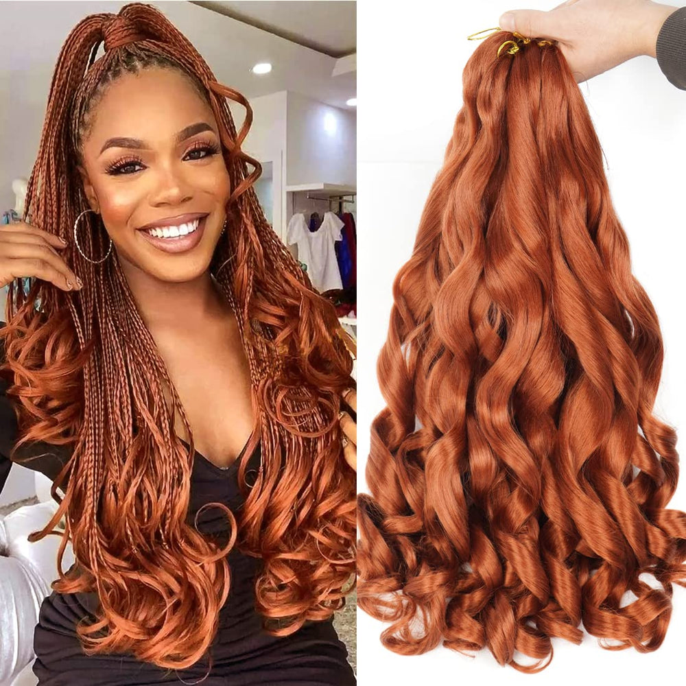 WIPPORYA cabello rizo francés jengibre para trenzas de 24 pulgadas
