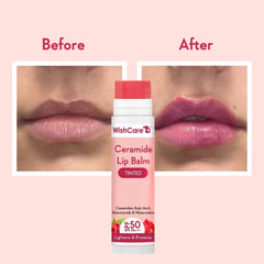 WishCare bálsamo labial textura ligera, se desliza sin grasa y aporta color sutil.