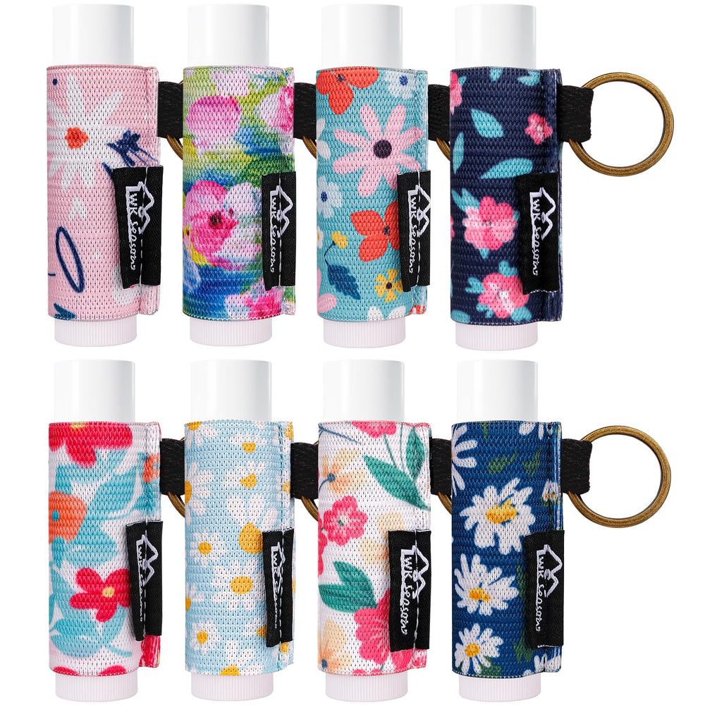 Portabálsamo WK IEASON llavero floral rosa, práctico para llevar bálsamo y llavero juntos