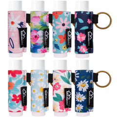 Portabálsamo WK IEASON llavero floral rosa, práctico para llevar bálsamo y llavero juntos