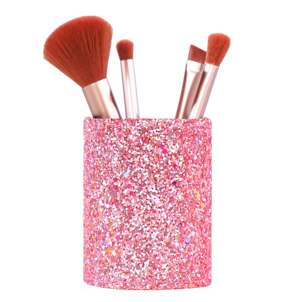 Porta brochas Wlz con lentejuelas rosa mantiene las brochas ordenadas