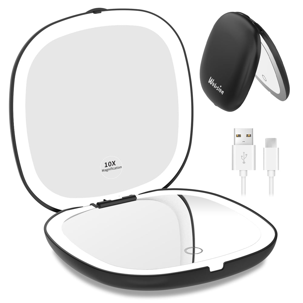 Espejo WOBSION portátil iluminado, 4 pulgadas para retoques.