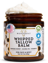 Wonderfat emballage et texture: soin nourrissant léger pour visage et corps.
