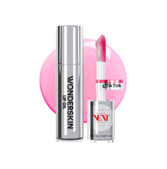 Sérum huile à lèvres Wonderskin: bouteille clair-a-rose, hydratation durable pour les lèvres.