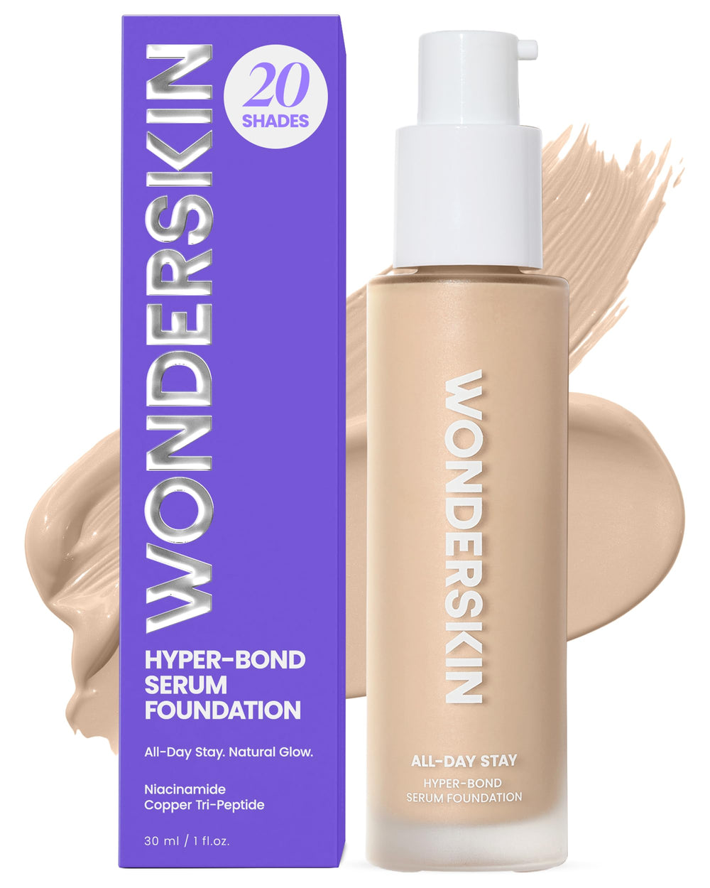 Wonderskin Hyper Bond, bote-serum, acabado duradero para uso diario.
