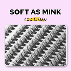 Pestañas falsas 40D 0,07 mm con curl C para acabado suave