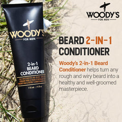 Woodys acondicionador para barba, textura cremosa para suavizar.