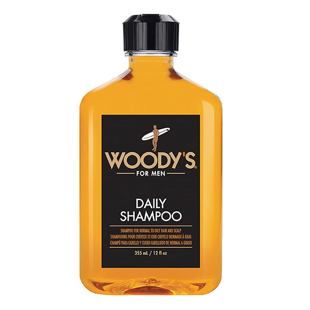 Woody's Champú Diario en botella, ideal para uso diario y cabello limpio.