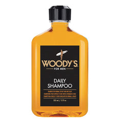 Woody's Champú Diario en botella, ideal para uso diario y cabello limpio.