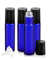 Worldgsb Pack4 botellas rodillo 10 ml en vidrio azul para viajar y mezclar aromas