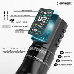 Batterie Wormhole Tattoo 2300mAh pour des heures de travail sans recharge.