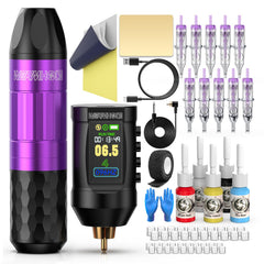 Wormhole Tattoo Kit inalámbrico en acción para trazos precisos sin cables.