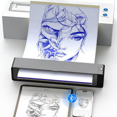 Wormhole Tattoo Stencil Printer muestra diseño ligero ideal para uso en estudio.