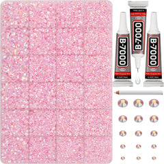 Worthofbest piedras rosa para bedazzling, organizadas en 24 cuadrículas para acceso rápido.