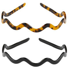Diadema ondulada de WOVOWOVO en negro, cómoda y antideslizante para uso diario.