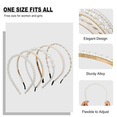 Diadema de perlas de varias capas WOVOWOVO, ofrece versatilidad para distintos estilos.