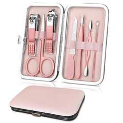 WOXVM conjunto de manicura premium 7 en 1 con estuche de lujo, ideal para viajes y uso diario.